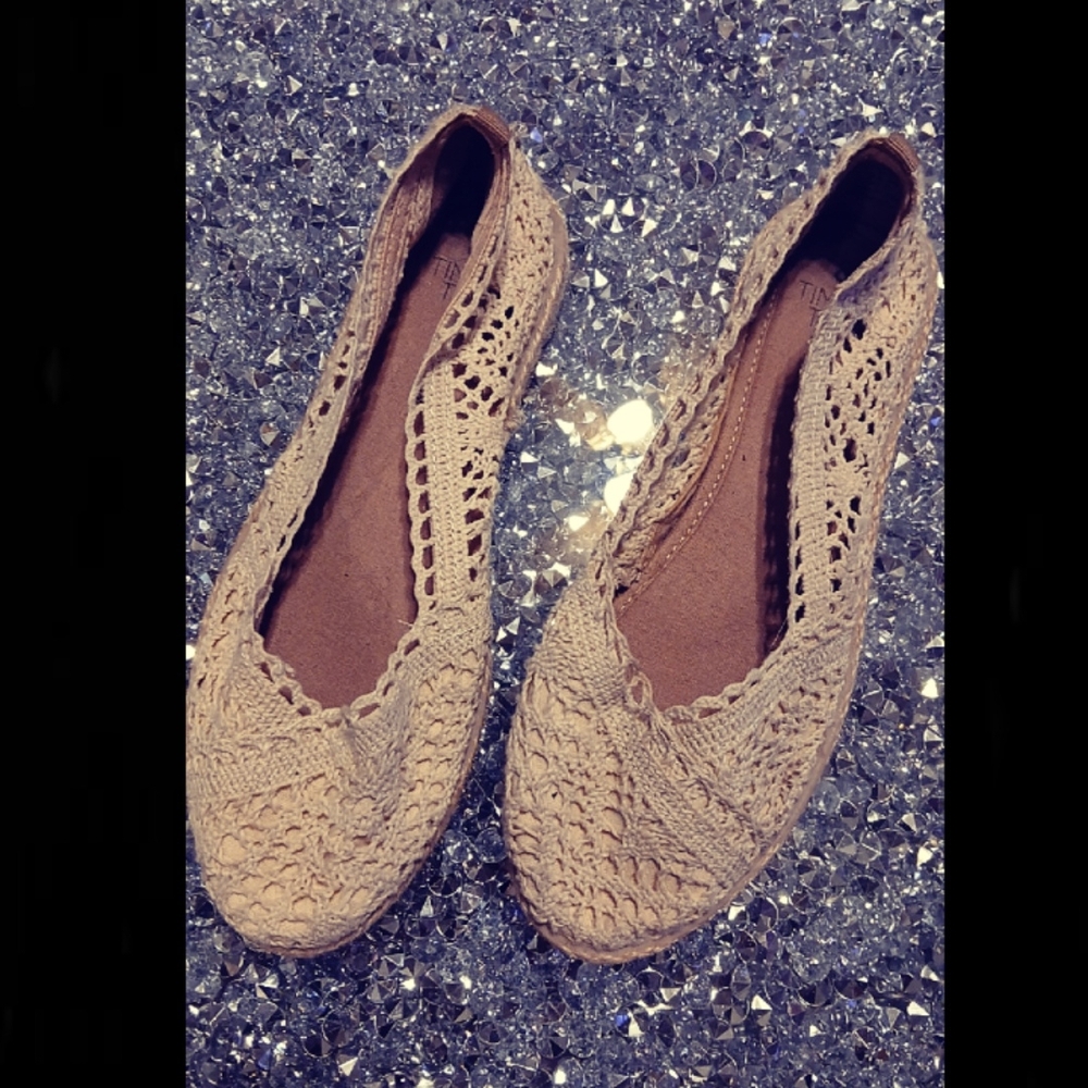 Ina Beige Crochet Women's Flats